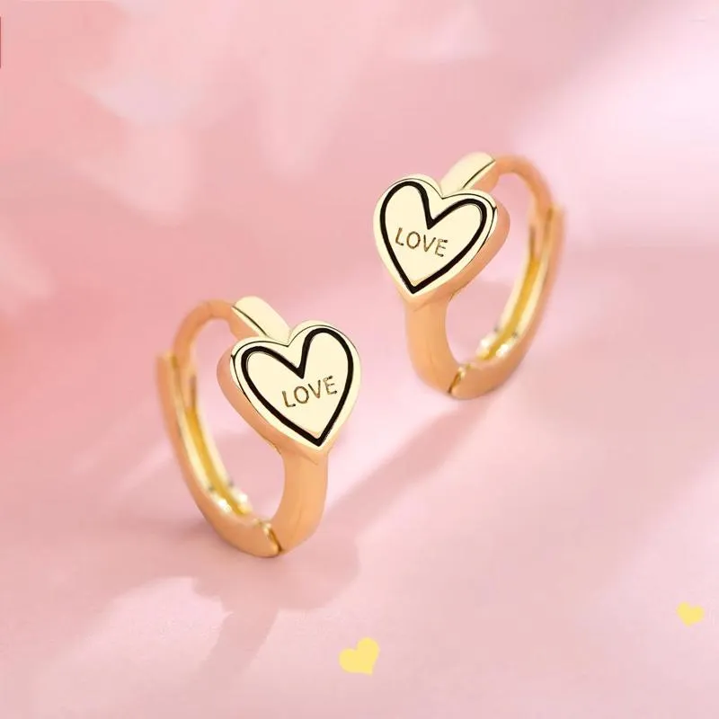 Hoop örhängen klassisk mode enkel korea söt "kärlek" hjärttemperament charm små örhängen smycken för kvinnor