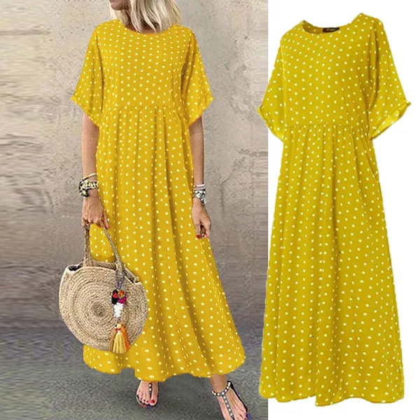 Casual Dresses Boho Maxi Dress Vintage Print Summer Half Sleeve Loose Dress Casual Plus Size Female Long Dress Big Swing Dresses Robe Vestidos 230313