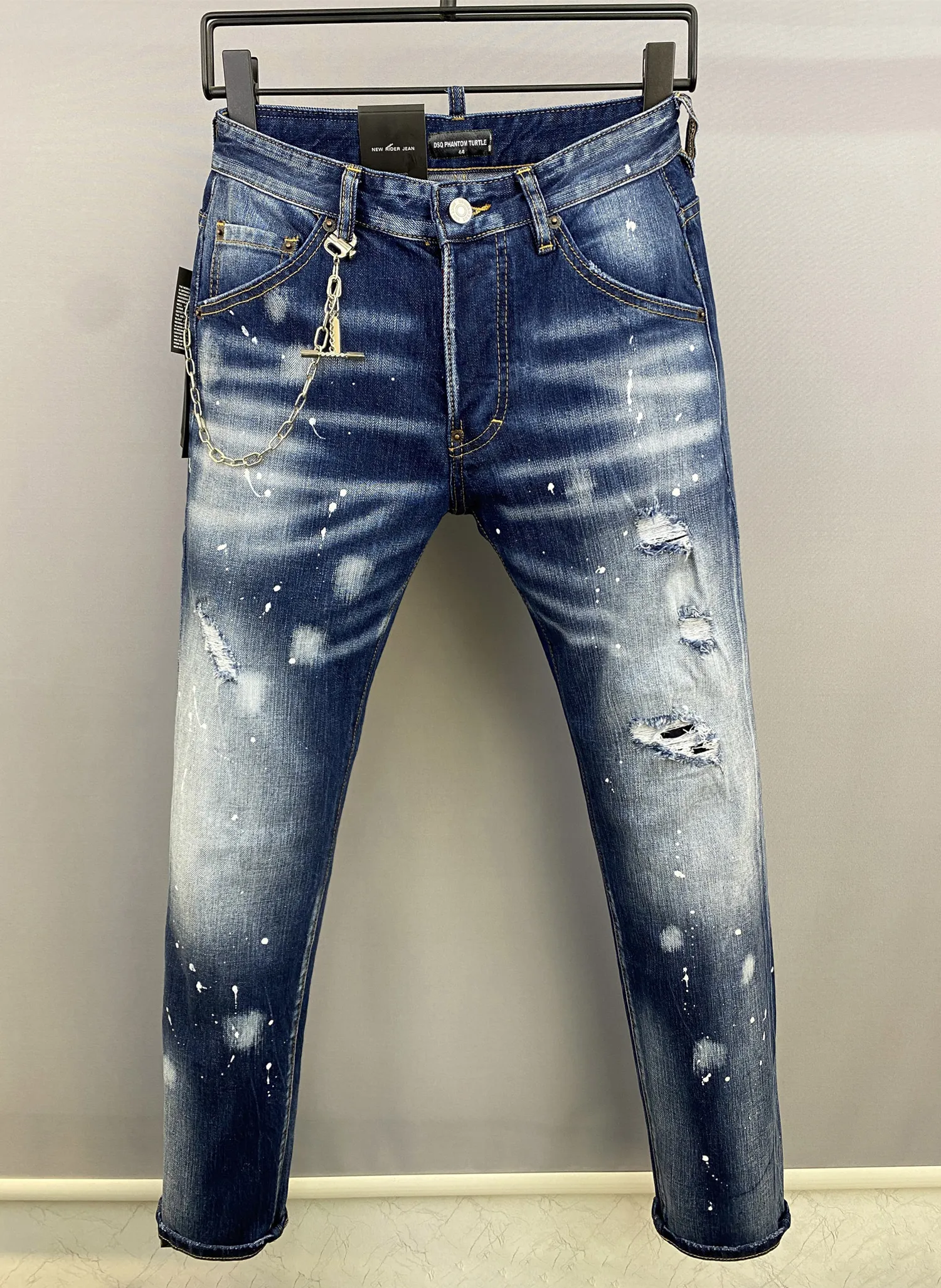 DSQ PHANTOM TURTLE Herren-Jeans, klassische Mode, Herren-Jeans, Hip-Hop, Rock, Moto, Herren, lässiges Design, zerrissene Jeans, Distressed Skinny Denim, Biker-Jeans 6824