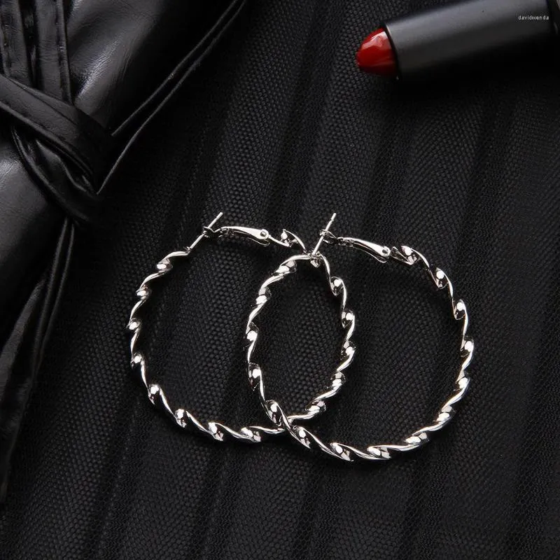 Hoop Earrings Fine Fashion 925 Sterling Silver 5cm For Woman Beautiful Big Circle Charms Party Jewelry Christmas Gifts