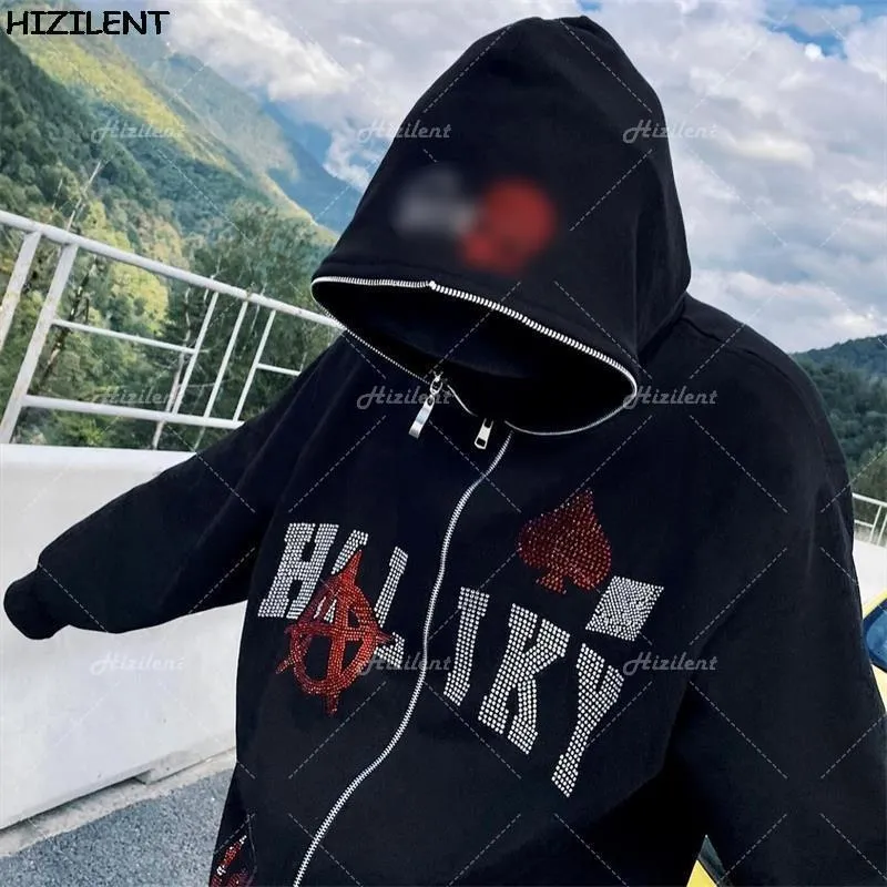 Oversized Skeleton Jacket Y2k Y2k Grunge Skeleton Skull Zip Up Hoodie