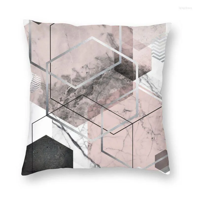 Pillow Luxury Blush And Grey Geometric Abstract Pattern Cover Polyester Modern Graphic Throw Case Bedroom Decoration