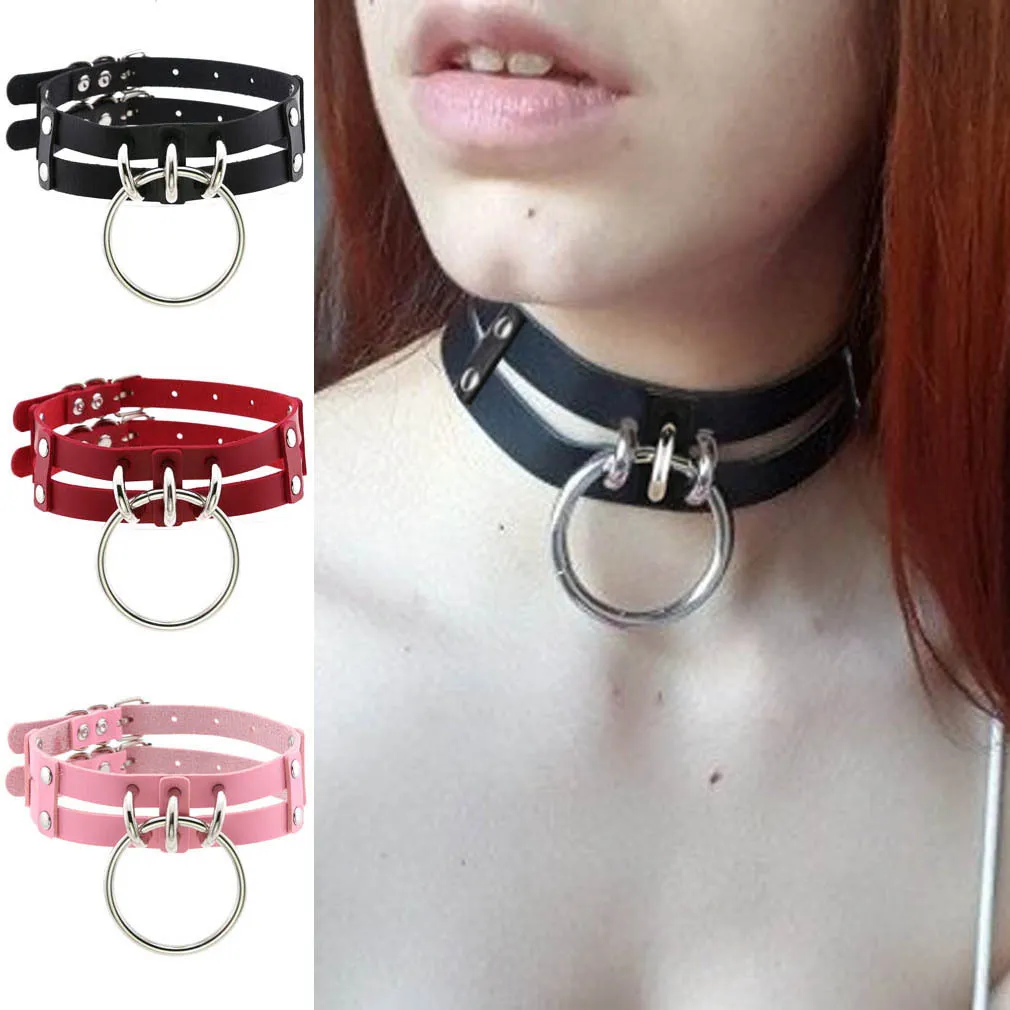 100% Handcrafted Caged Top Choker Real Leather BDSM Collar O-Round Fetish Cosplay Costume Choker Necklace293S