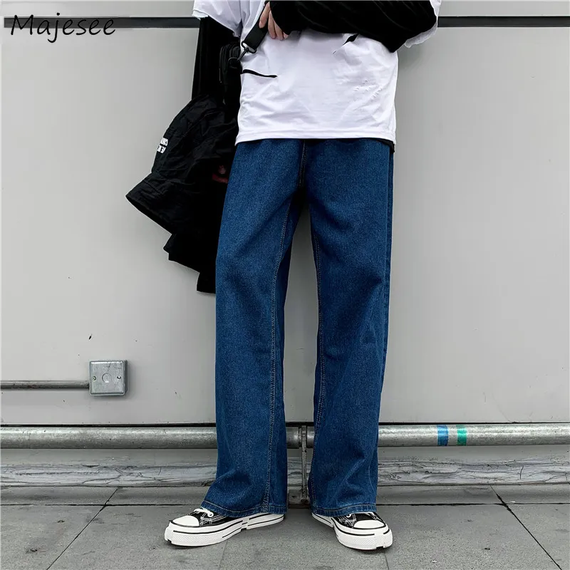 Jeans masculinos Baggy Hip Pop Men Jeans Spring Streetwear Fashion casual Fashion Loose All Match Leg Denim Troushers Simple Solid Solid Vintage BF 3XL Ins 230313