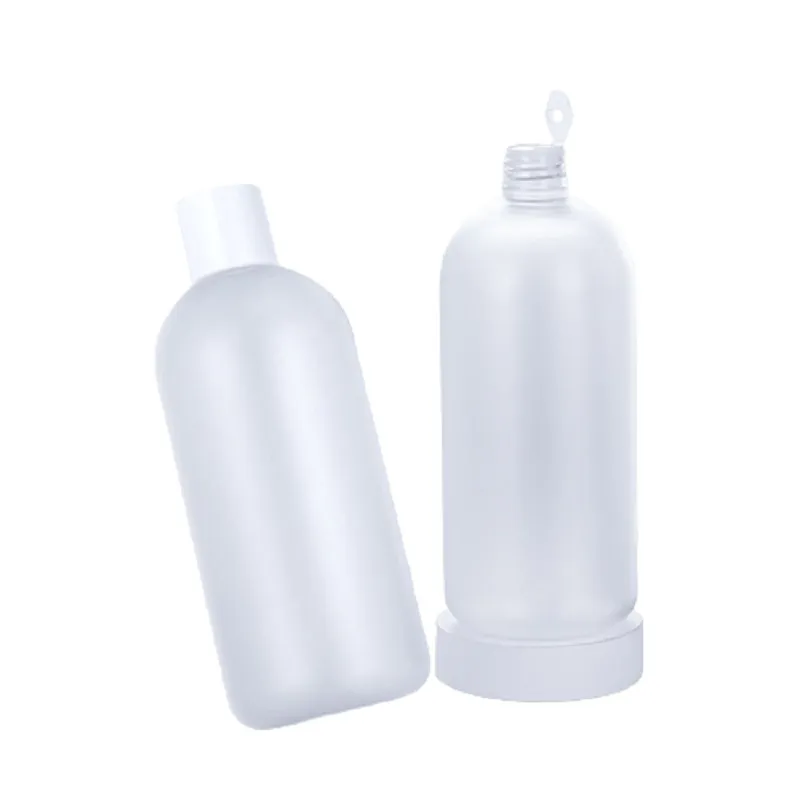 500ML Vide Emballage En Plastique Bouteille Givrée Ronde Épaule PET Blanc Couvercle À Vis Avec Bouchon Intérieur Rechargeable Cosmétique Portable Emballage Conteneur