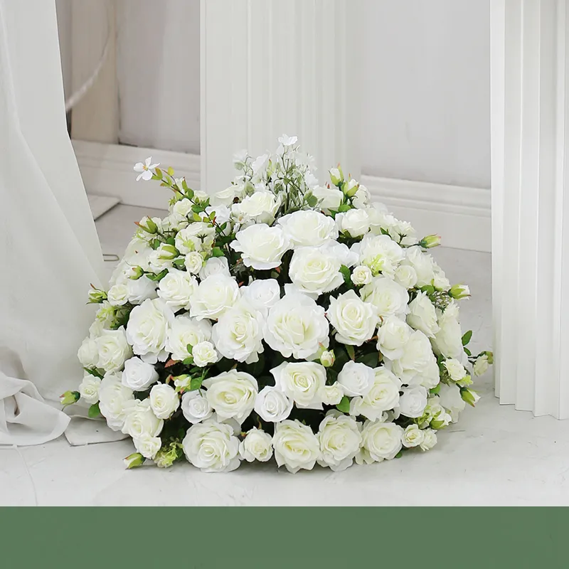 Dekorativa blommor kransar 60 cm bröllopsväg leder stor blommor bollsimulering Silk Flower Rose Wedding Stage Roman Kolumn Blomma Dekoration Anpassad 230313