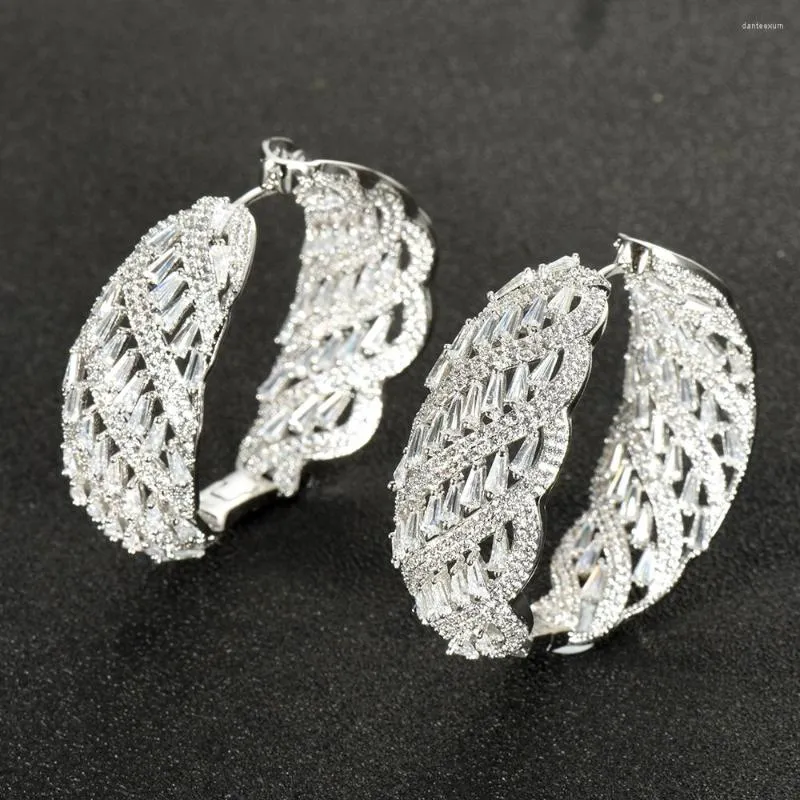 Hoop Earrings HIBRIDE Charm Design Cubic Zircon Women Bridal Earring For Jewelry Brincos Para As Mulheres Wholesale E-960