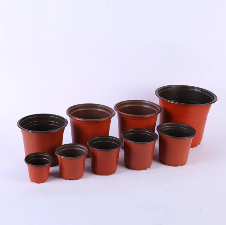 Çift renkli saksılar plastik kırmızı siyah kreş nakli havzası kırılamaz flowerpot ev ekicileri bahçe malzemeleri sn5186