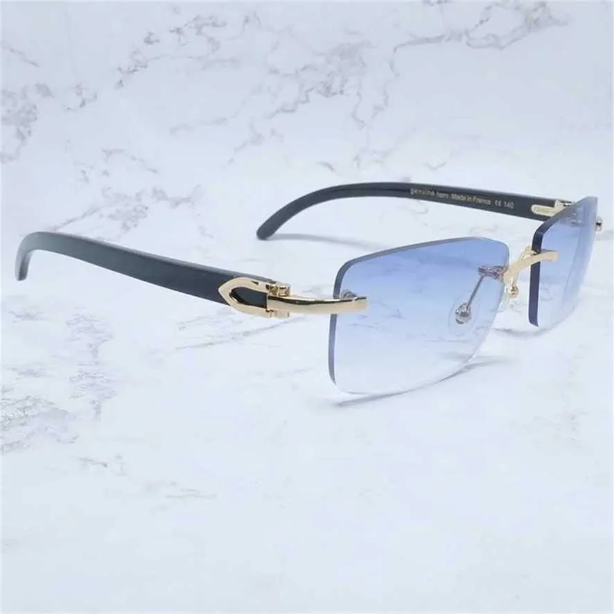 Buffalo Horn Solglasögon Carter Rimless Square Designer White Black Buffs Glasögon Trendiga Eyewear Gafas de Sol Hombre