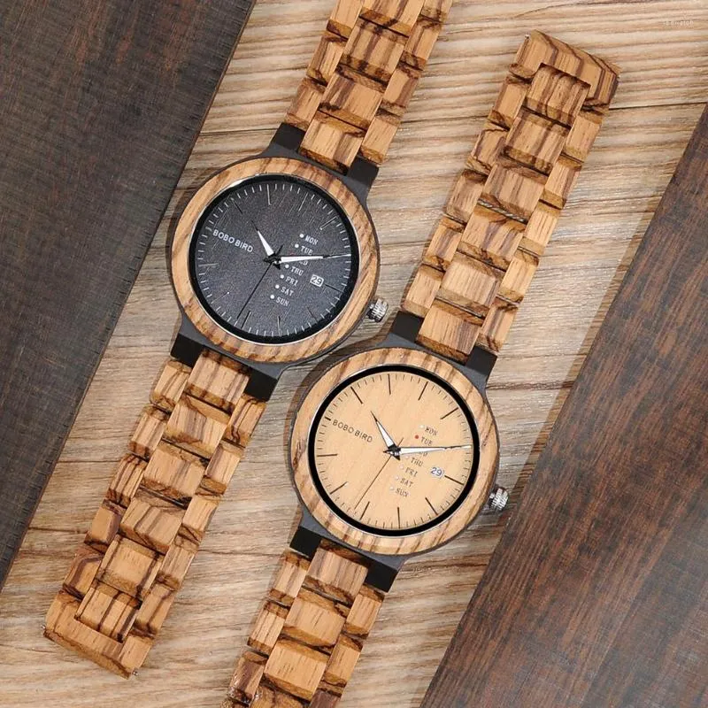 Wristwatches BOBO BIRD Men Watch Wood Craft Bracelet Quartz Movement Calendar Clock Gift To Him Wooden Strap Dress Relogio B-O26