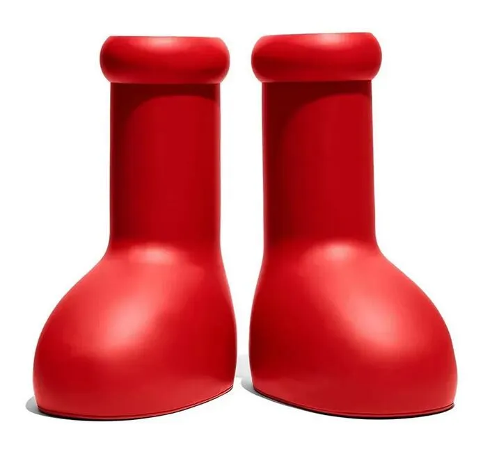 2023 Designer Astro Boy Cartoon Red Tape Boots Big Red Smooth Rubber Round Toe Fantasy Magic