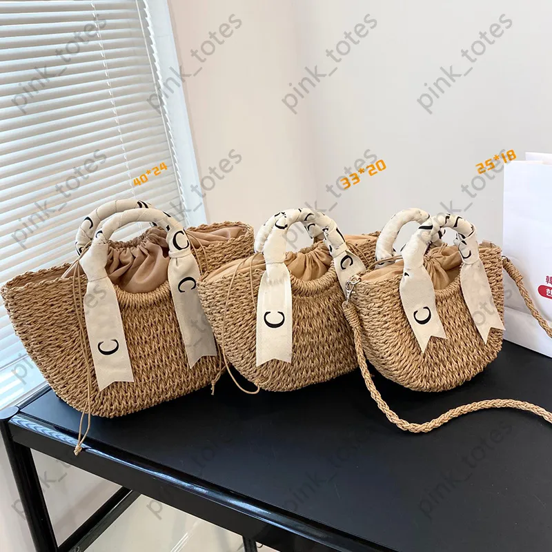 DHgate Womens Summer Straw Bucket Tote Bag Designer Beach Tote Luxury Crossbody Bag Vacation Handbag 2023 Bags Luggage Accessories