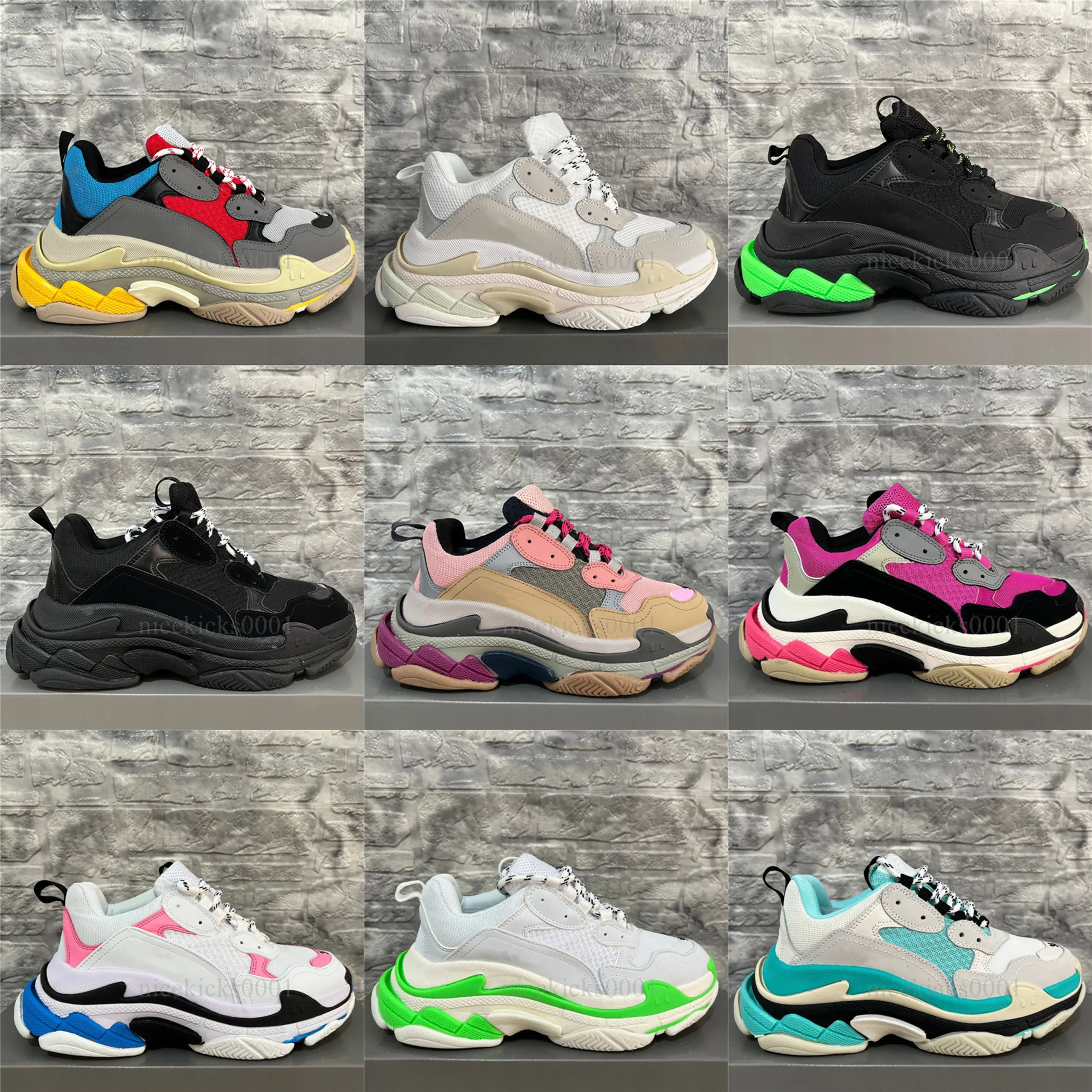 2023 Männer Frau Freizeitschuhe Luxus Designer Triple S Trainer Plattform Classic Scarpes Paris Clear Sole 17FW Old Dad Athletic Sports Sneakers Sports Chaussures 35-45