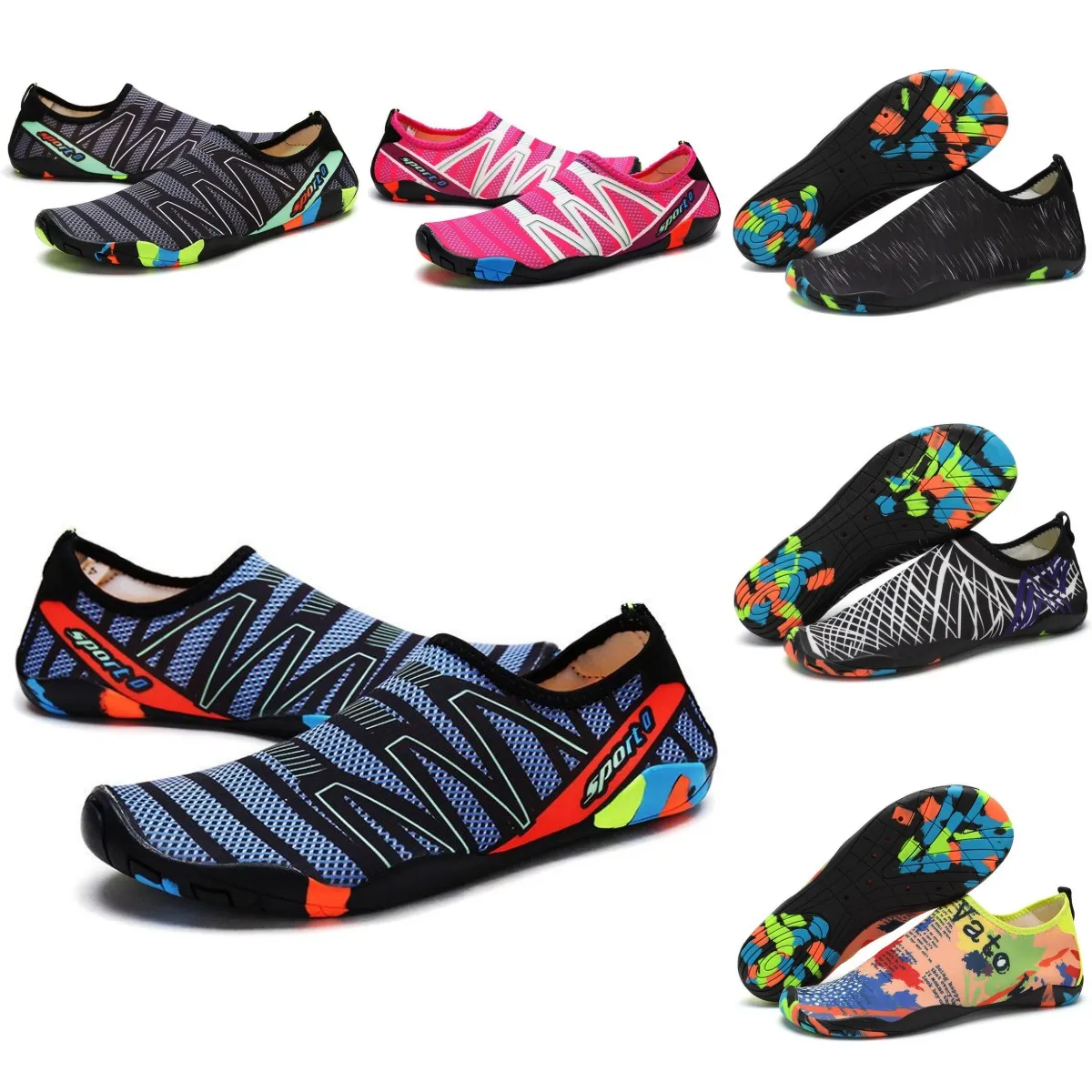 Chaussures d'eau antidérapantes pour hommes et femmes, chaussures de plage, surf, vert, rose, rouge, noir, natation, plongée, extérieur, pieds nus, séchage rapide, taille eur 36-45