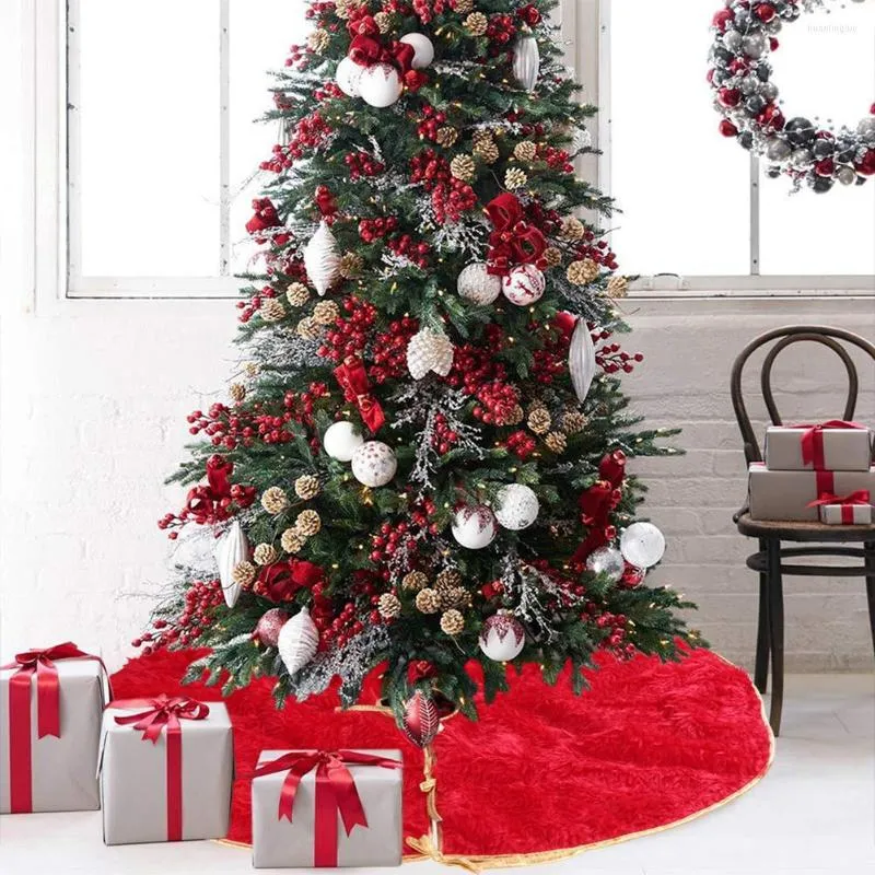Dekoracje świąteczne Idealhouse Red Plush Dekoracja spódnicy na domową matę podłogową 90 cm