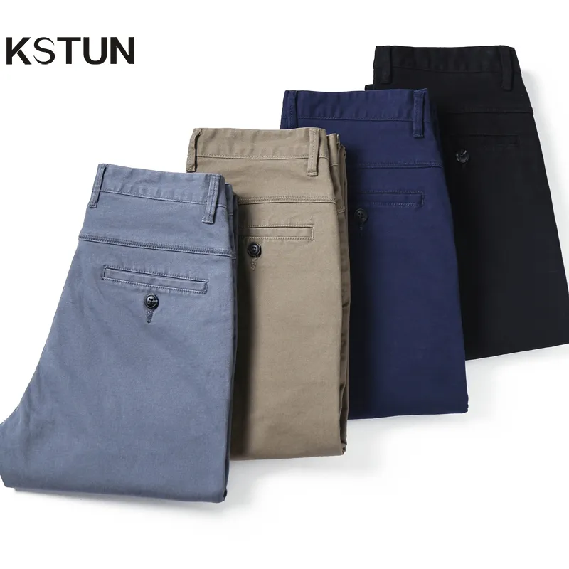 Calça masculina Kstun Spring Summer Summer Casual Pants Men Cotton Slim Fit Chinos Fashion Troushers Male Brand Clothing Basic Mens Pants 230313