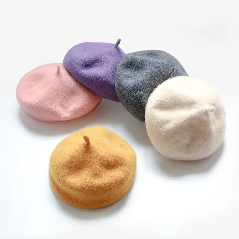 Caps Chapéus Primavera Autumn Winter Girls Warm Beret Beret Kids Color Solid Caps Caps CHATS ALL MATHATH 230313