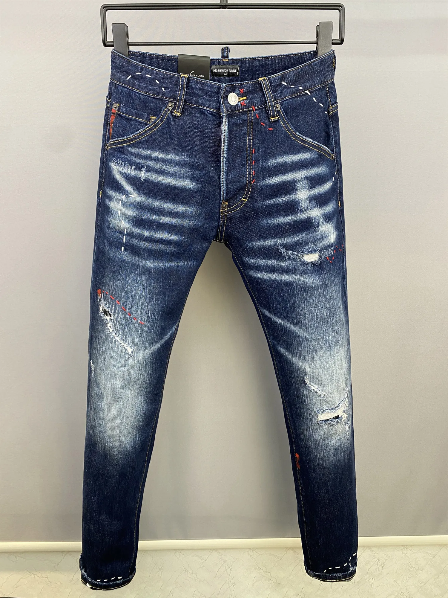 DSQ PHANTOM TURTLE Herren-Jeans, klassische Mode, Herren-Jeans, Hip-Hop, Rock, Moto, Herren, lässiges Design, zerrissene Jeans, Distressed Skinny Denim, Biker-Jeans 6818