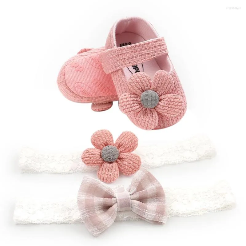 Chaussures de sport bébé infantile fille fleur berceau coton semelle souple Prewalker fête Pageant princesse bandeau 0-18M