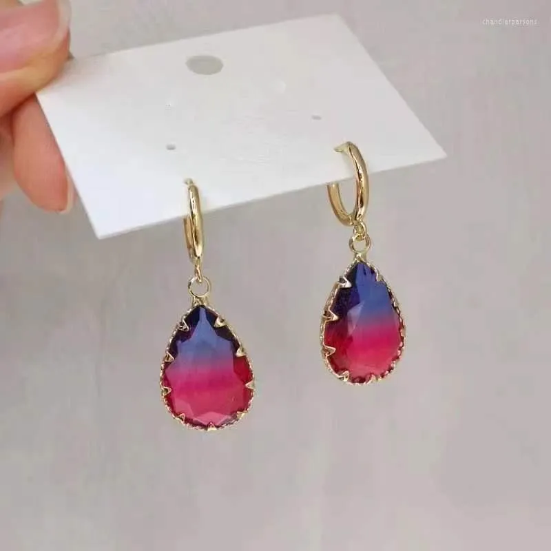 Stud Earrings Korean Version Water Drop Women's High Sense Crystal Glass Ear Button Accessories Wholesale