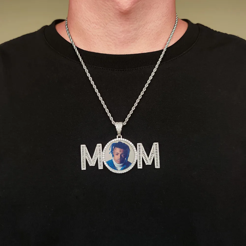 Hip Hop personnaliser lettres Photo pendentif collier Bling cadre commémoratif médaille cadeaux