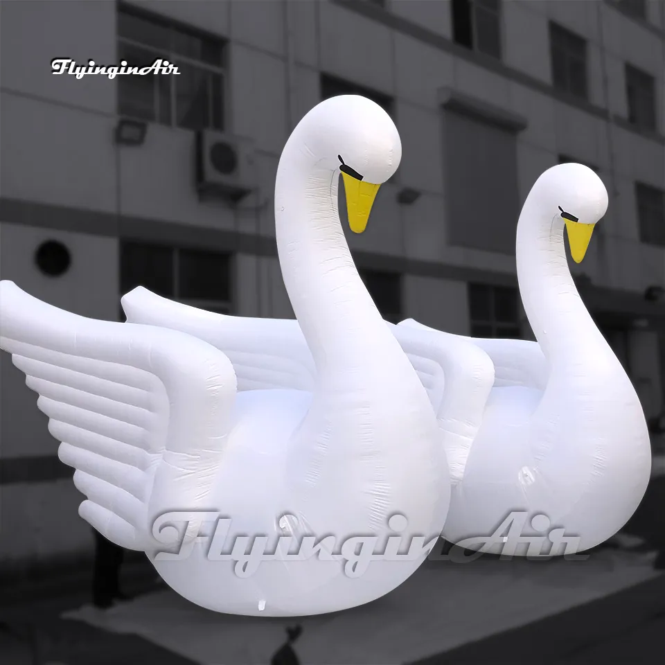 Large White Inflatable Swan Balloon Animal Model With Long Neck For Zoo ...