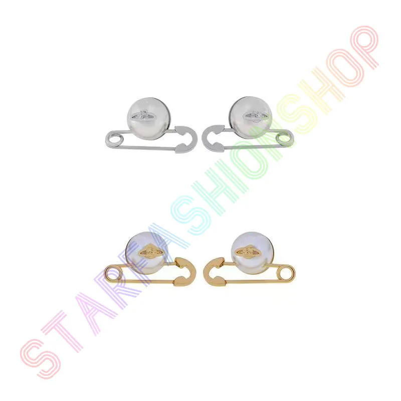 Saturno Pearl Charm Luxury Classic Pendse Marquel Designer Celebrity Round Round Drinestone Pendientes de boda Joyería