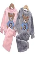 Pajamas Baby Boy Girl Clothes Pajamas Set Thick Flannel Fleece Toddler Child Warm Catoon Bear Sleepwear Kids Home Suit AutumnWinte8689731