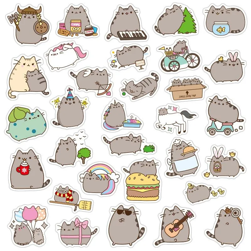 KyeeaDIY Lot de 6 Autocollant de Chat pour Voiture, Autocollant en Vinyle  Imperméable, Stickers Chat Dessin Animé Cat Stickers pour Portable