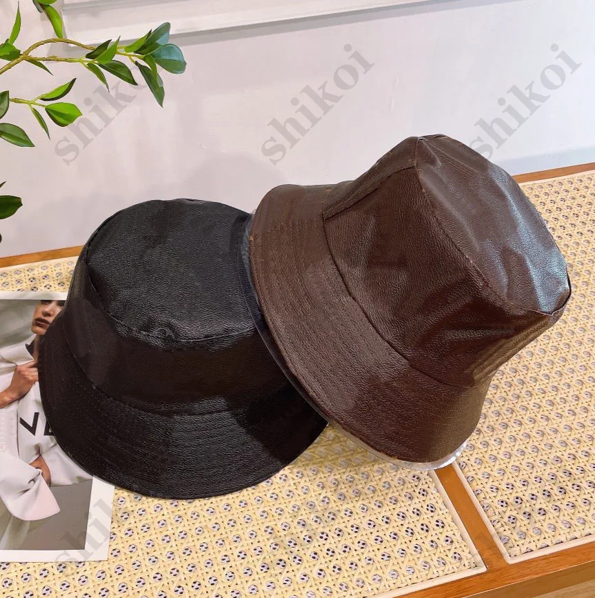 デザイナー漁師バケットハットメンズレディースファッショナブルなレザー野球帽クラシック花柄日よけ帽子黒茶色