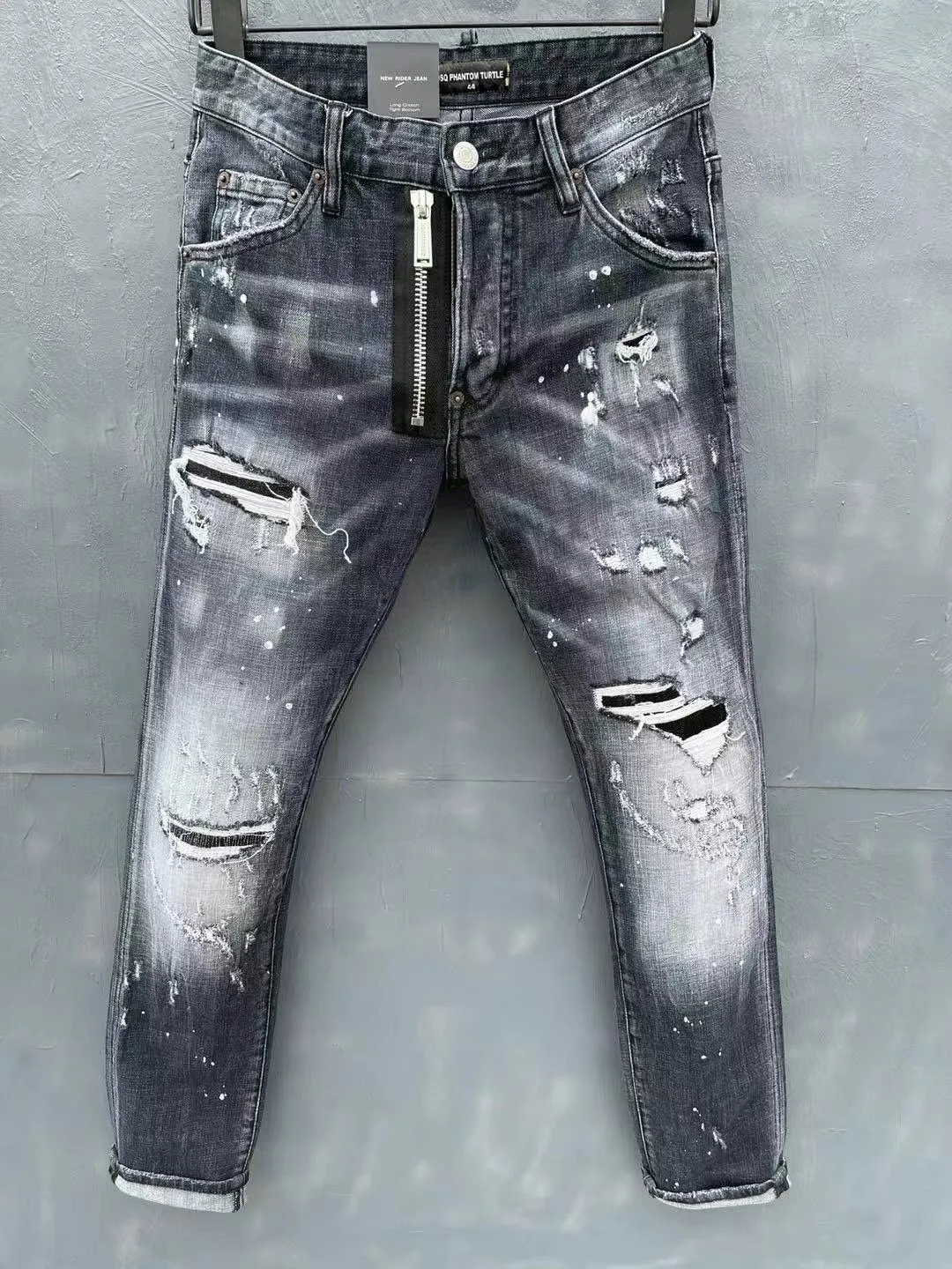 DSQ PHANTOM TURTLE Herren-Jeans, klassische Mode, Herren-Jeans, Hip-Hop, Rock, Moto, Herren, lässiges Design, zerrissene Jeans, Distressed Skinny Denim, Biker-Jeans 61260