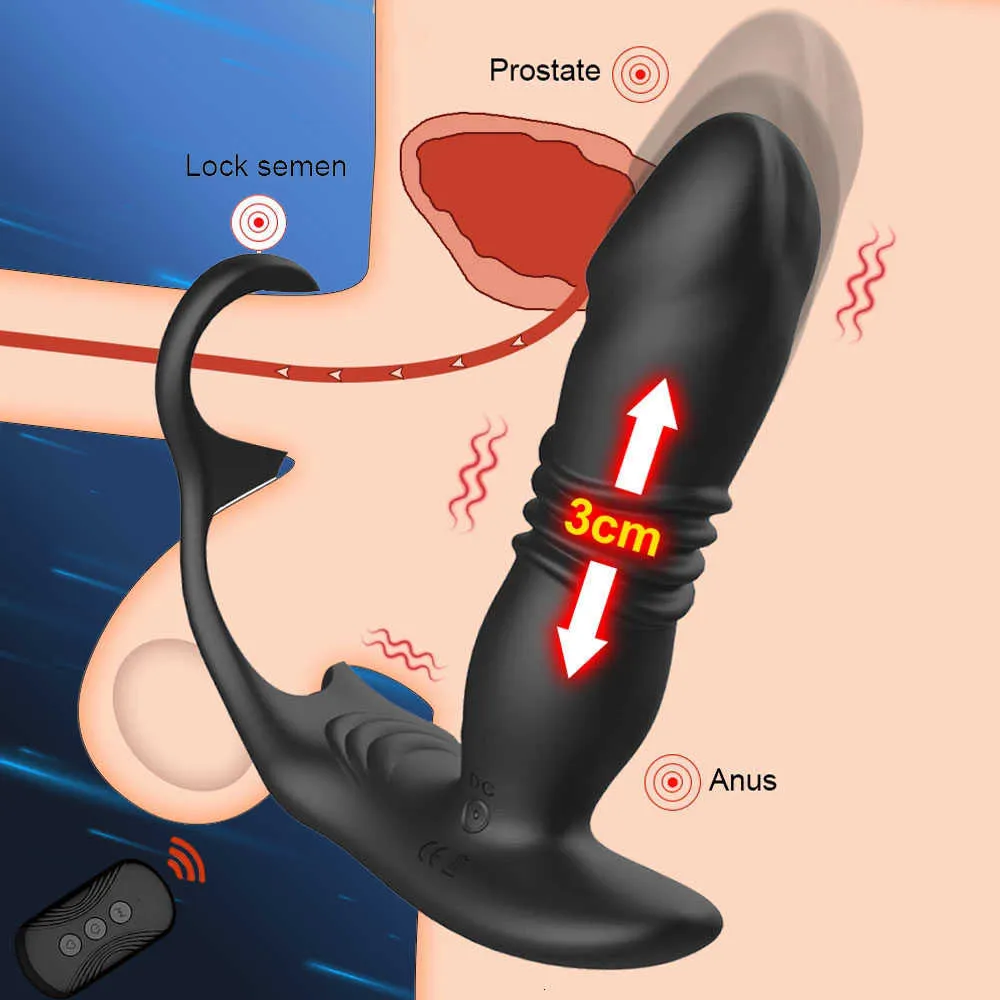 2023 Vuxen massager silikon anal vibrator tryckande prostatastimulator massager fördröjning utlösning lås ring rumpa plugg sex leksaker dildos för män