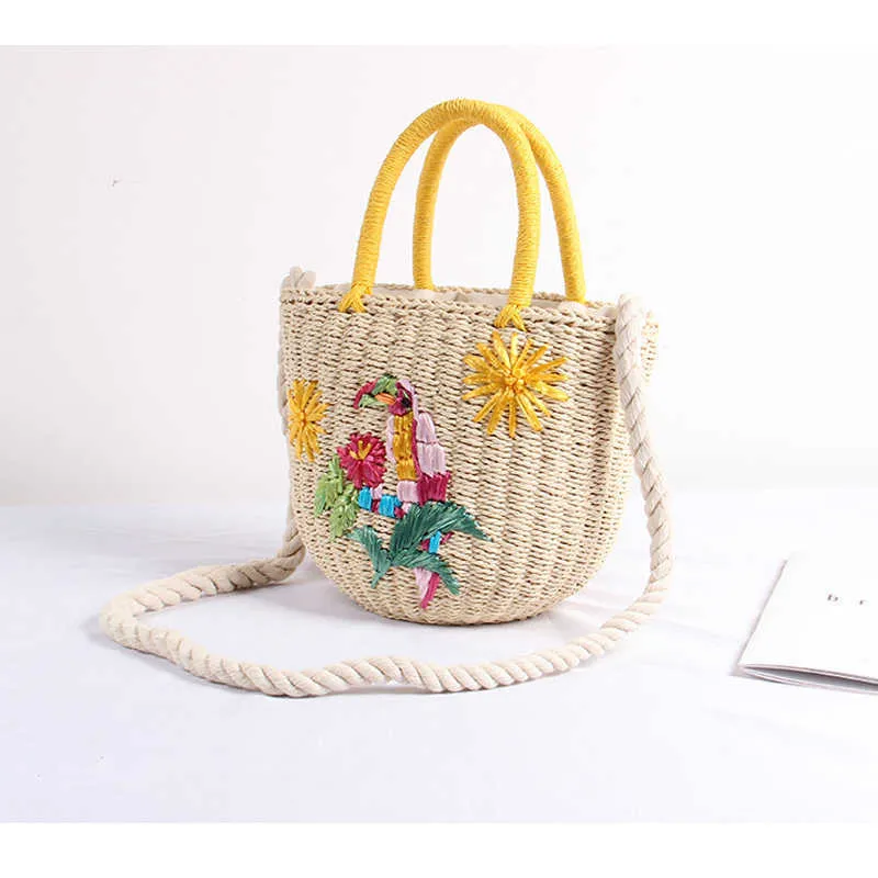 Handmade Straw Bag Women's One-shoulder Portable Large-capacity Embroidered Woven Bag Sen Women's 2018 Holiday Beach Bag 230313