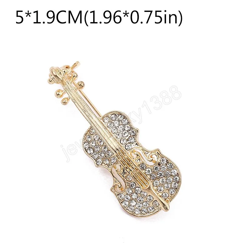 Spille strumenti musicali alla moda Spille risvolto in cristallo con strass pianoforte chitarra Accessori spille da donna