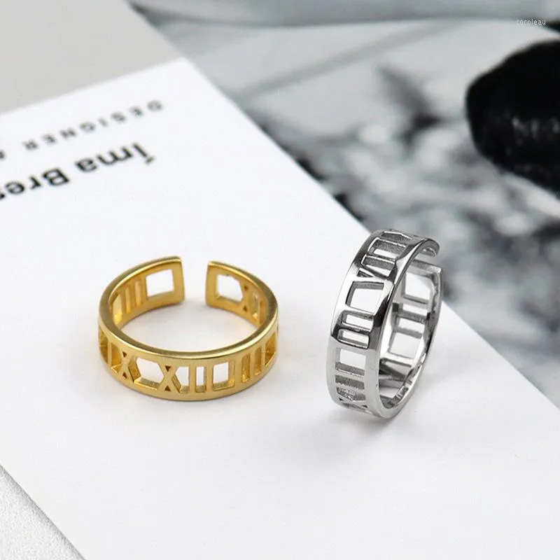Klusterringar 925 Sterling Silver Female Finger Ring Simple Light Roman Siffror Par för kvinnor Män Party SMycken