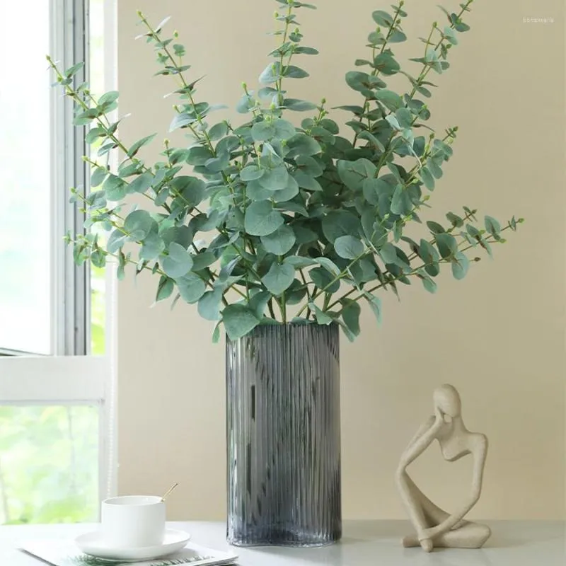 Decorative Flowers 5/10pcs Artificial Eucalyptus Leaf Simulation Green Plant Fake Branch Wreath Home Decoration Wedding Party Christmas