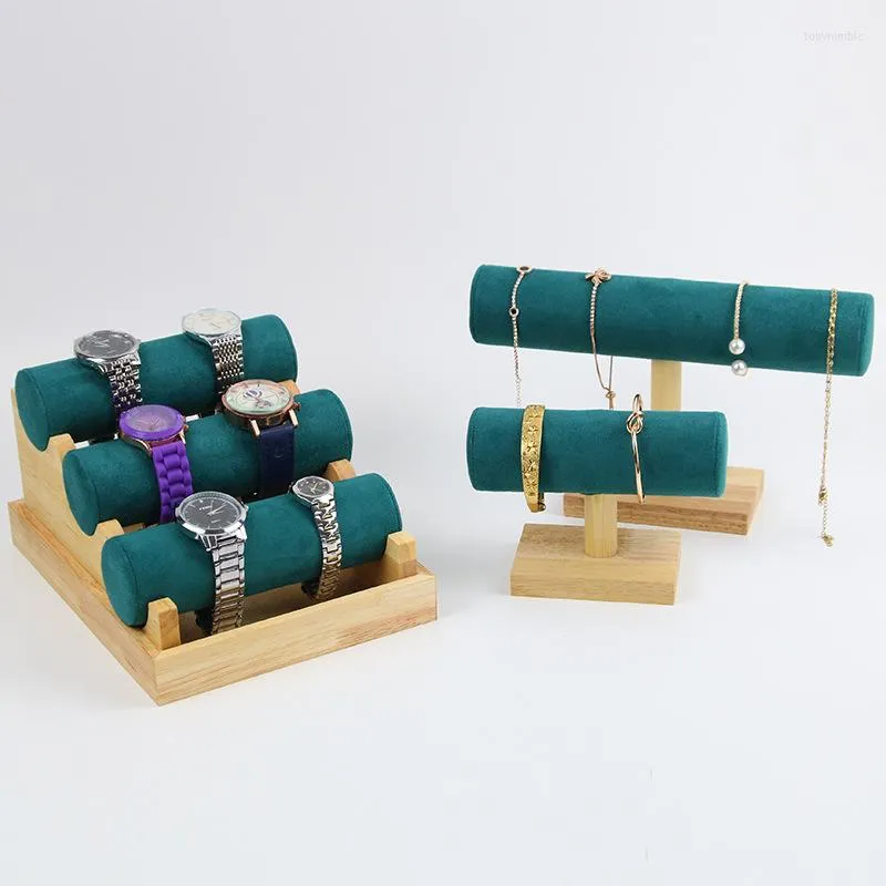 Sieraden zakjes mode retro groene serie frame bamboe houten armband horloge ketting weergave opslag