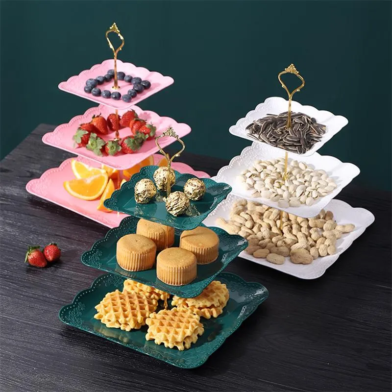 Ustensiles de Cuisson Autre Support à Gâteau Amovible Style Européen 3 Niveaux Pâtisserie Cupcake Assiette De Fruits Servant Porte-Dessert Fête De Mariage Décor À La Maison