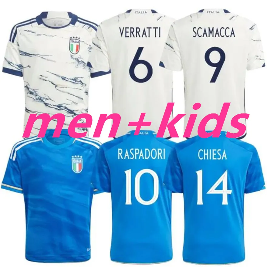 Italys Soccer Jerseys 2023 2024 camisas italianas scamacca imóvel chiesa futebol camisa 23 24 Raspadori jorgnonho Barella Bastoni Frattesi Maglia italiana Home