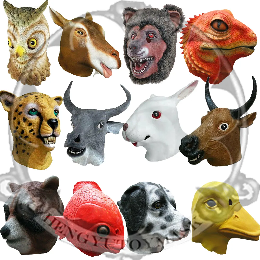 Máscaras de fiesta Cabeza de animal de látex Conejo Lagarto Oso Máscara de hipopótamo Disfraces Disfraces Máscara de fiesta 230313