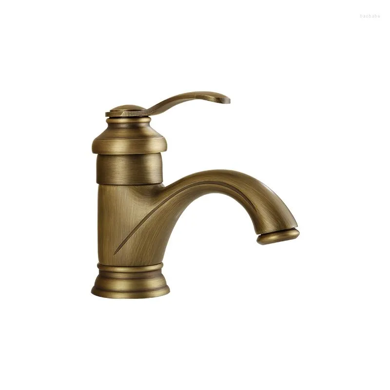 Bathroom Sink Faucets Copper Faucet Rural Style Retro Tap Single Handle Hole Basin Taps Cold Mixer Torneiras De Banheiro