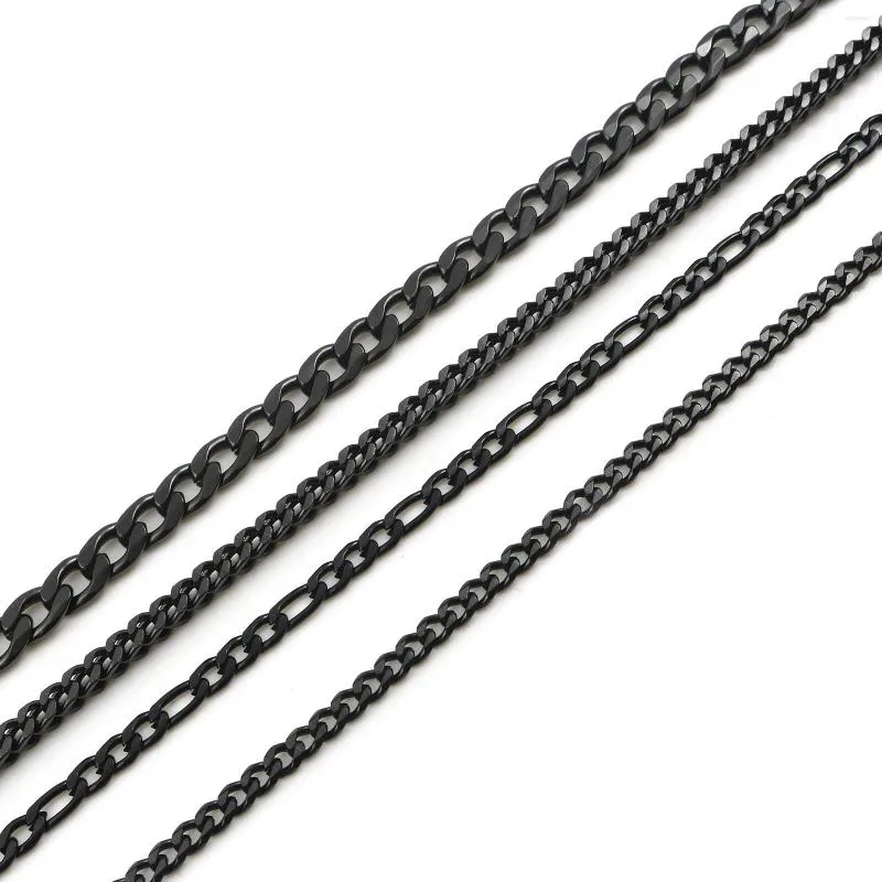 Kedjor 1 PC 60 cm Koncise rostfritt stål rakkedjahalsband för män smycken svart färg länk choker tillbehör