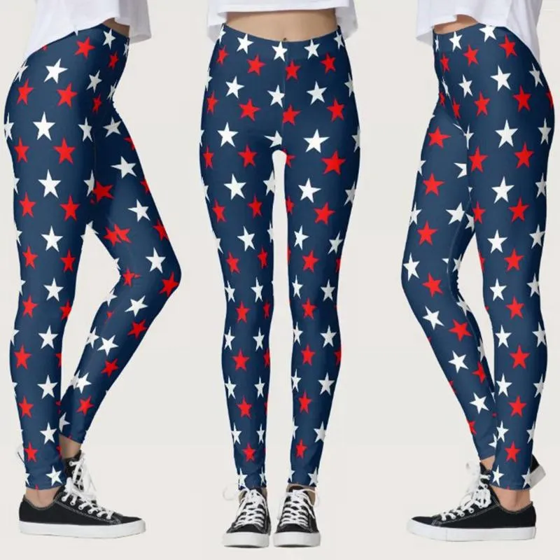 Pantaloni attivi da donna traspirante Yoga a vita alta leggings da allenamento colore per American Patriotic Pilates Flag Custom USA