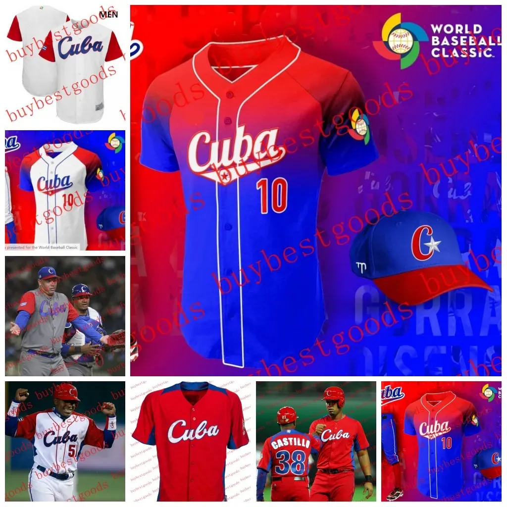 Custom 2023 World Baseball Classic Jersey Team Cuba WBC Luis Robert Yoan Moncada Ronald Bolanos Roenis Elias Miguel Romero Andy Ibanez Youeni