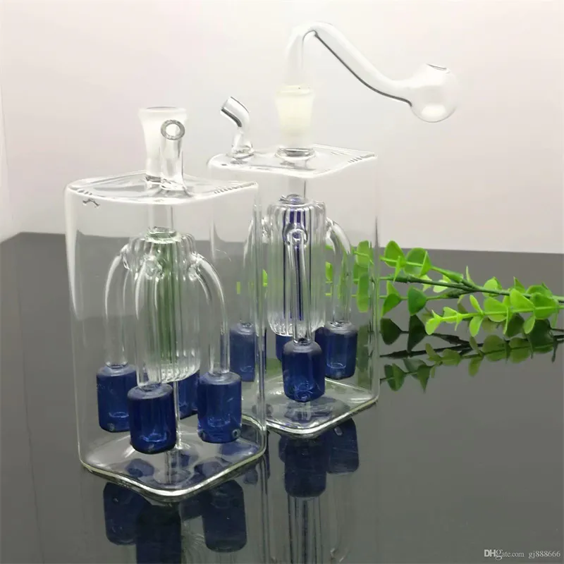 Hookahs Quadrate-tube four-claw filter silent glass cigarette kettle Glass Bongs Oil Burner Pipes Water