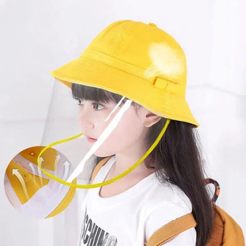 Kaps hattar Hanxi baby barn gul hatt plastvisor hatt för vuxna pojkar och flickor bomull casqette med tpu transparent sköld 48 cm-58cm cap 230313
