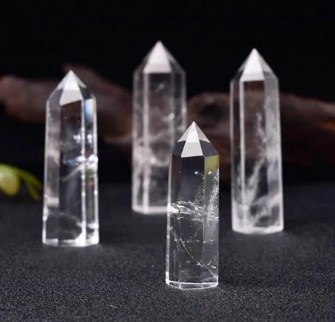 Natural Crystal Clear Quartz Transparency Quartz Point Healing Stone Hexagonal Prisms 50-80mm obelisk Wand Stone Home Decor 1 st