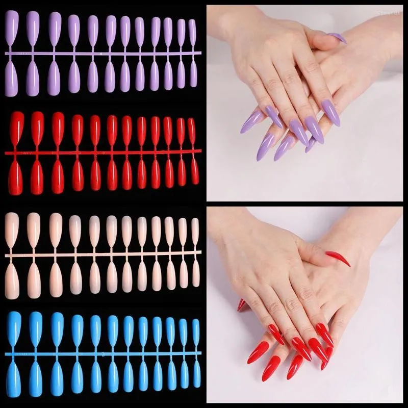 Hot Girl Rainbow Colour Fake Nails Extra Long Coffin Artificial Press On  Nails | eBay