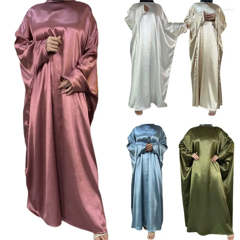 Ubranie etniczne Ramadan Eid Kaftan Satin Abaya Dubai Turcja muzułmańska hidżab maxi