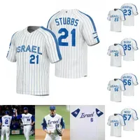 Israel WBC jerseys 2023 World Baseball Classic 21 Garrett Stubbs 23 Joc Pederson 35  Bleier 56 Adam Kolarek 57 Zack Weiss 59 Jake Bird 64 Dean Kremer 64 Stock